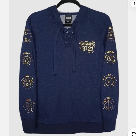 BTS BT21 - Navy Blue Glitter Hoodie - Picture 13 of 13